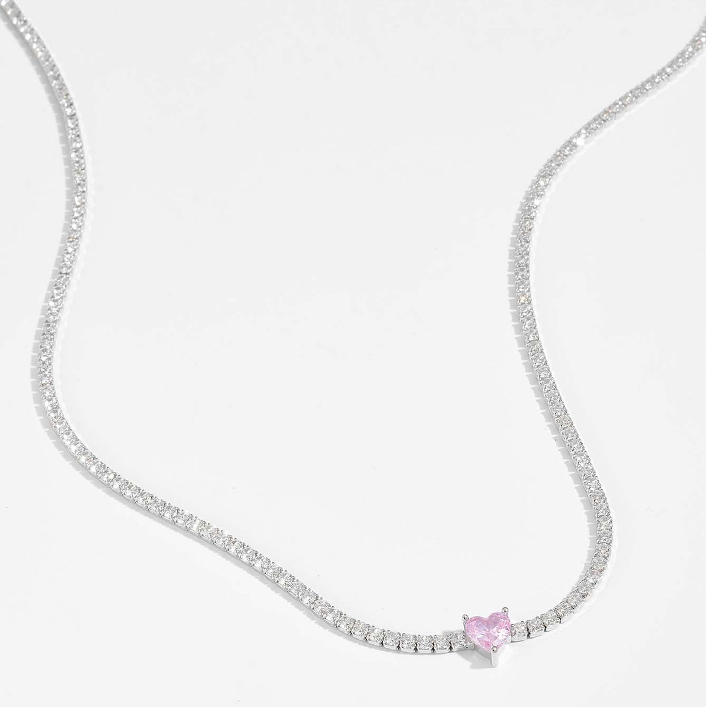 Inlaid Zircon Heart 925 Necklace