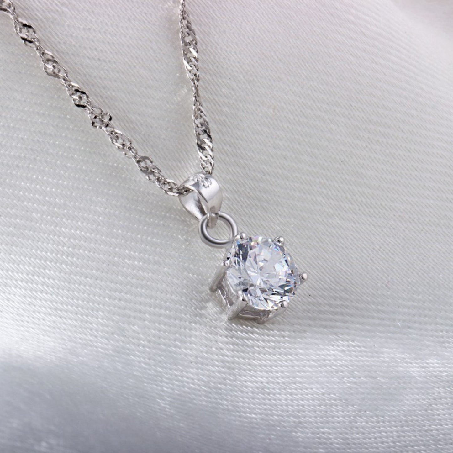 Platinum Gemstone Pendant Necklace