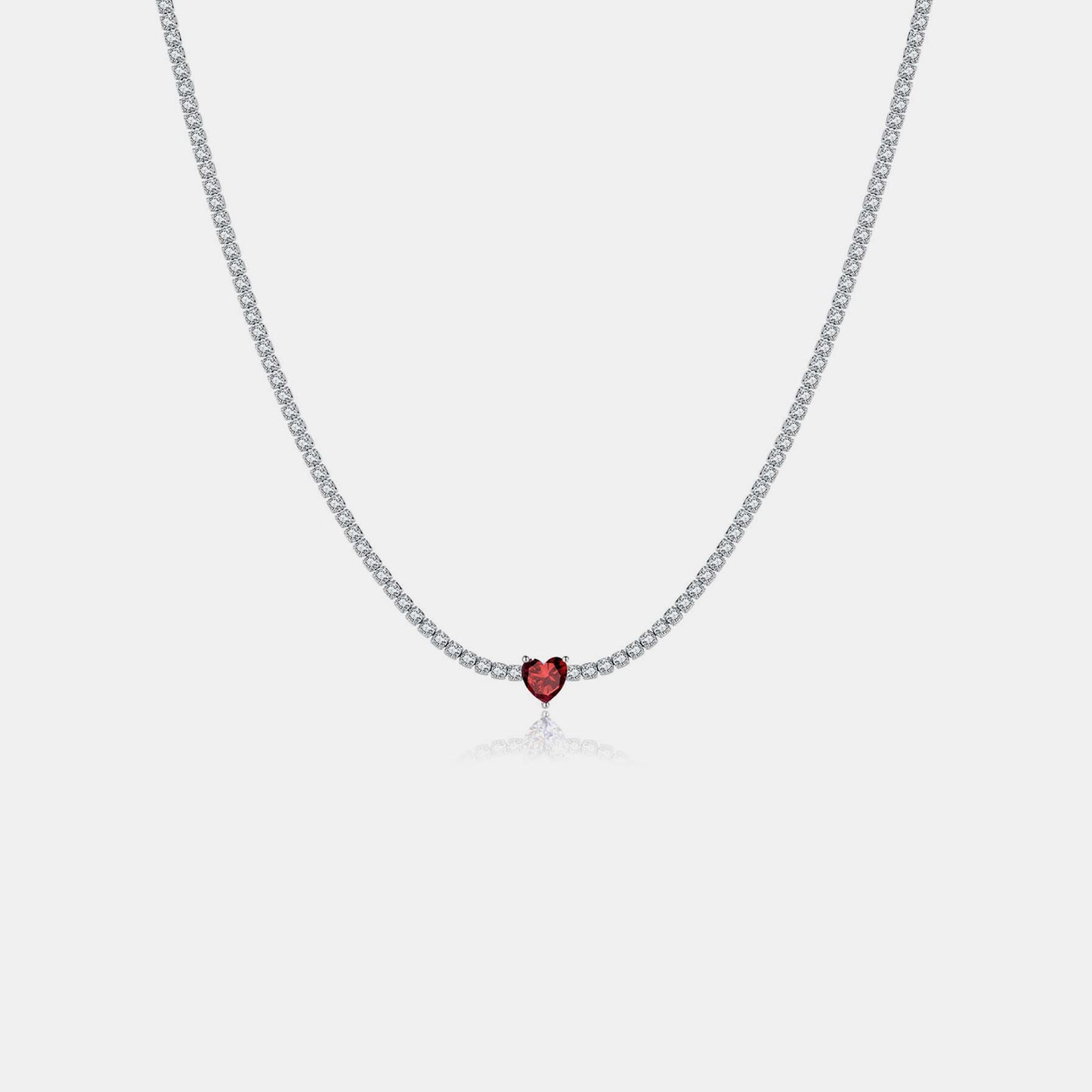 Inlaid Zircon Heart 925 Necklace