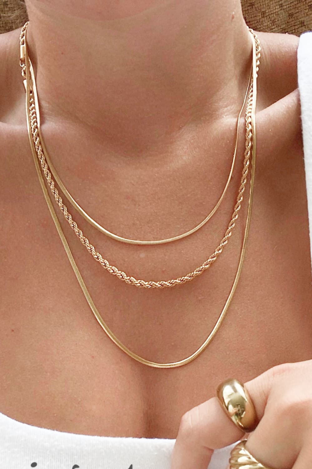 18K Gold Triple Layer Necklace