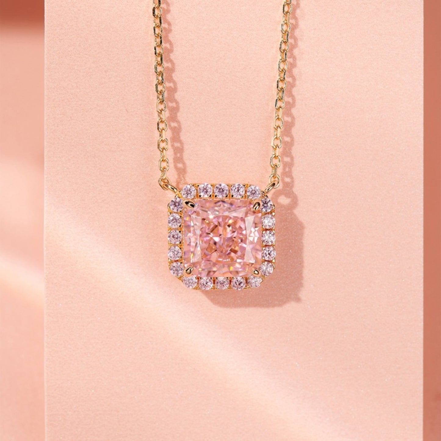 Rose Gold Gemstone Square Necklace