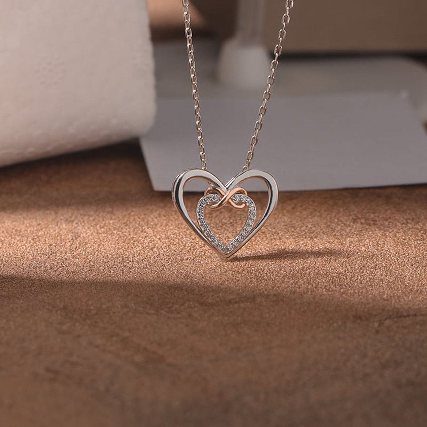 Heart Shape Inlaid Zircon 925 Necklace