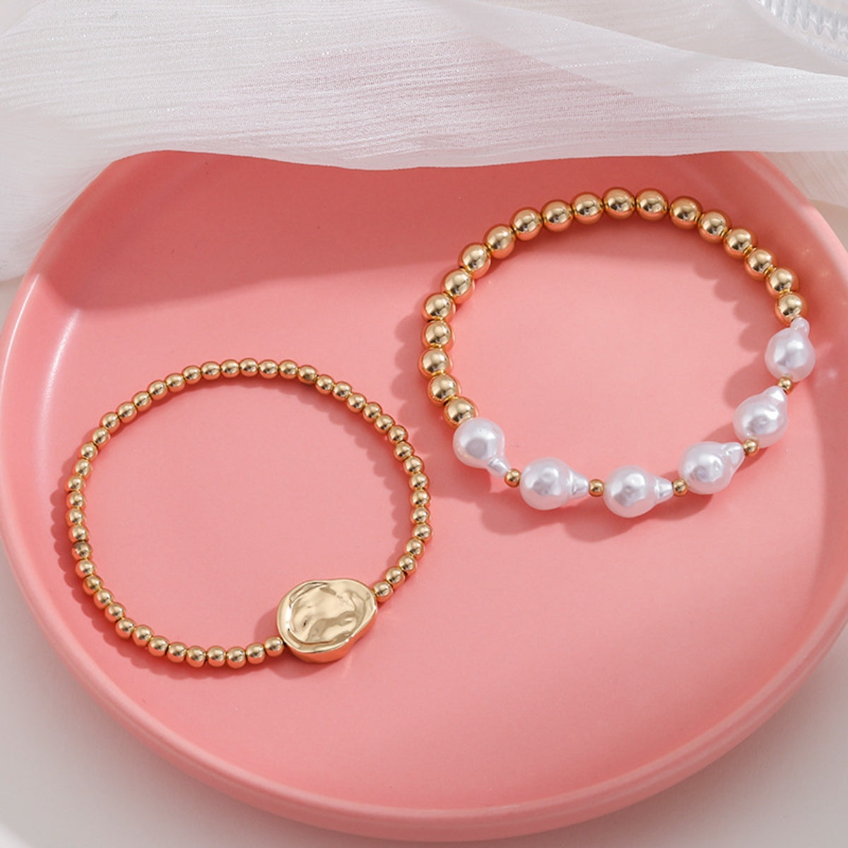 Chic's Gold Alloy Bead Bracelet