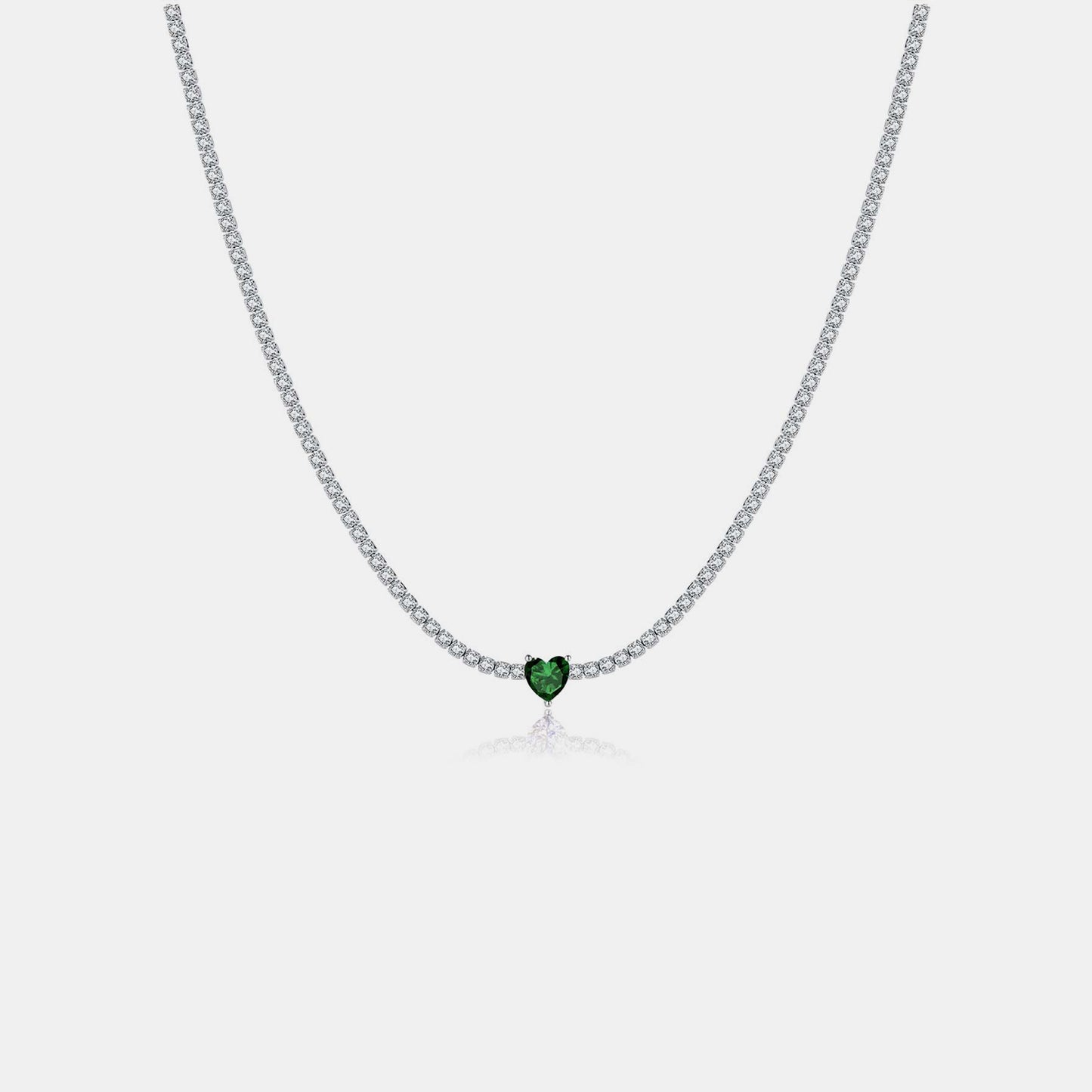 Inlaid Zircon Heart 925 Necklace