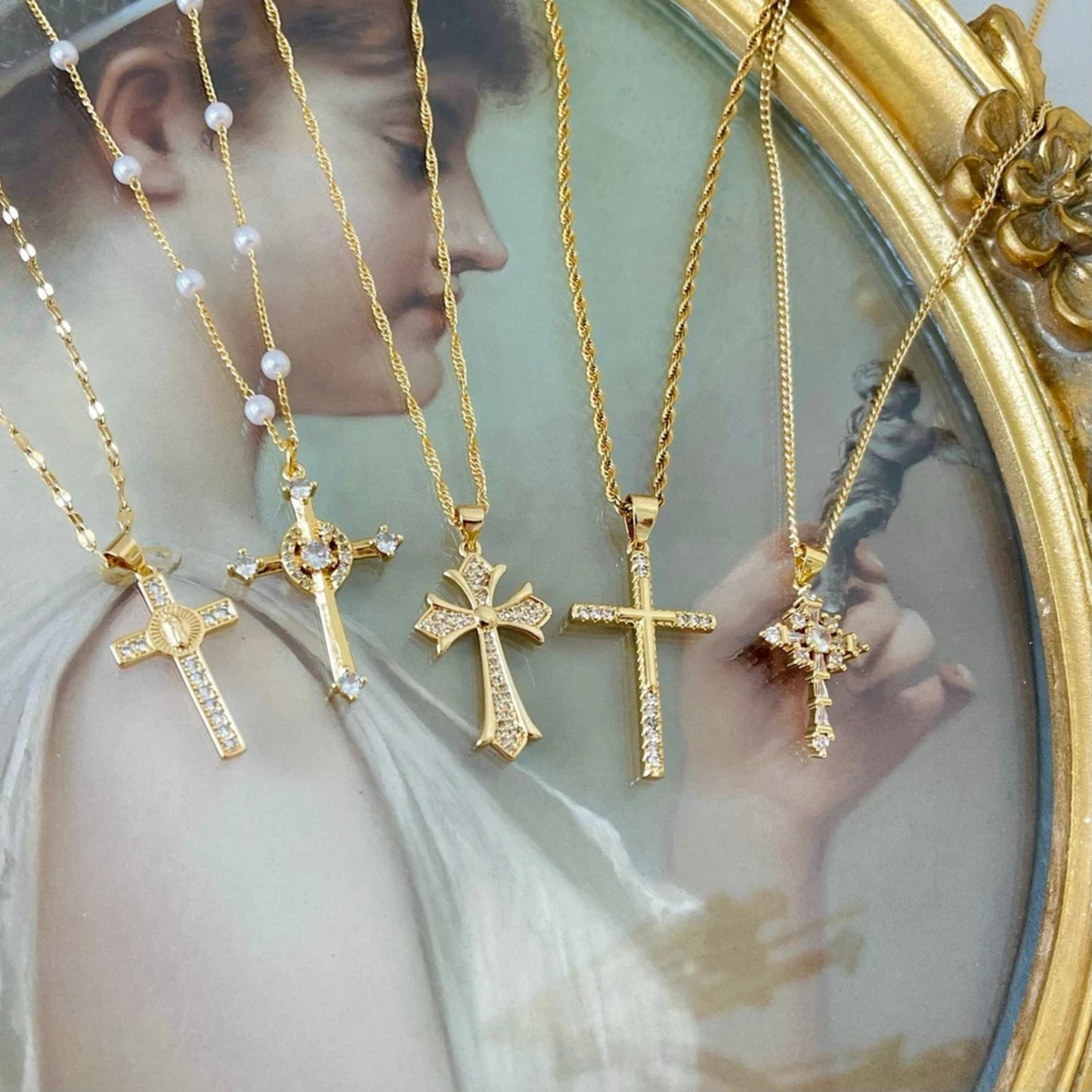 Chic's Inlaid Zircon Cross Necklace