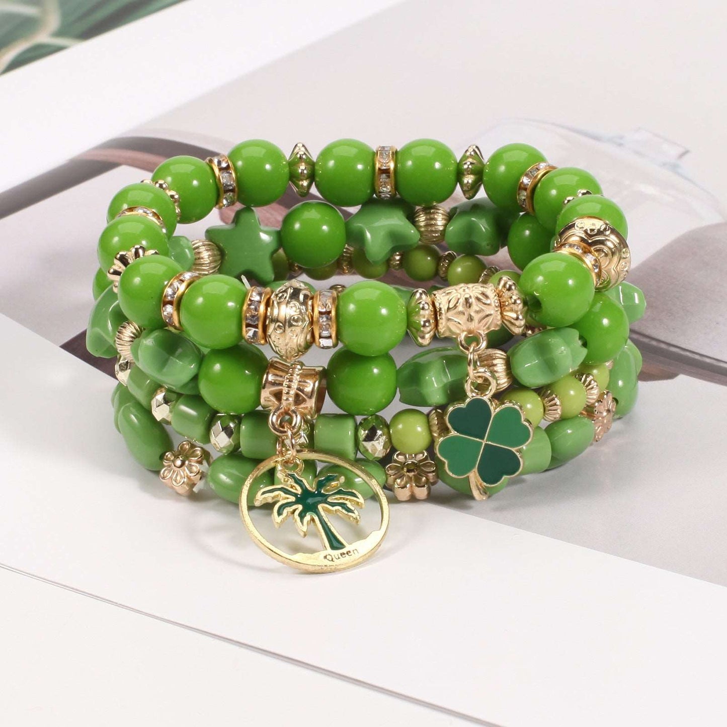 Beaded Soft Pottery Charm Bracelet