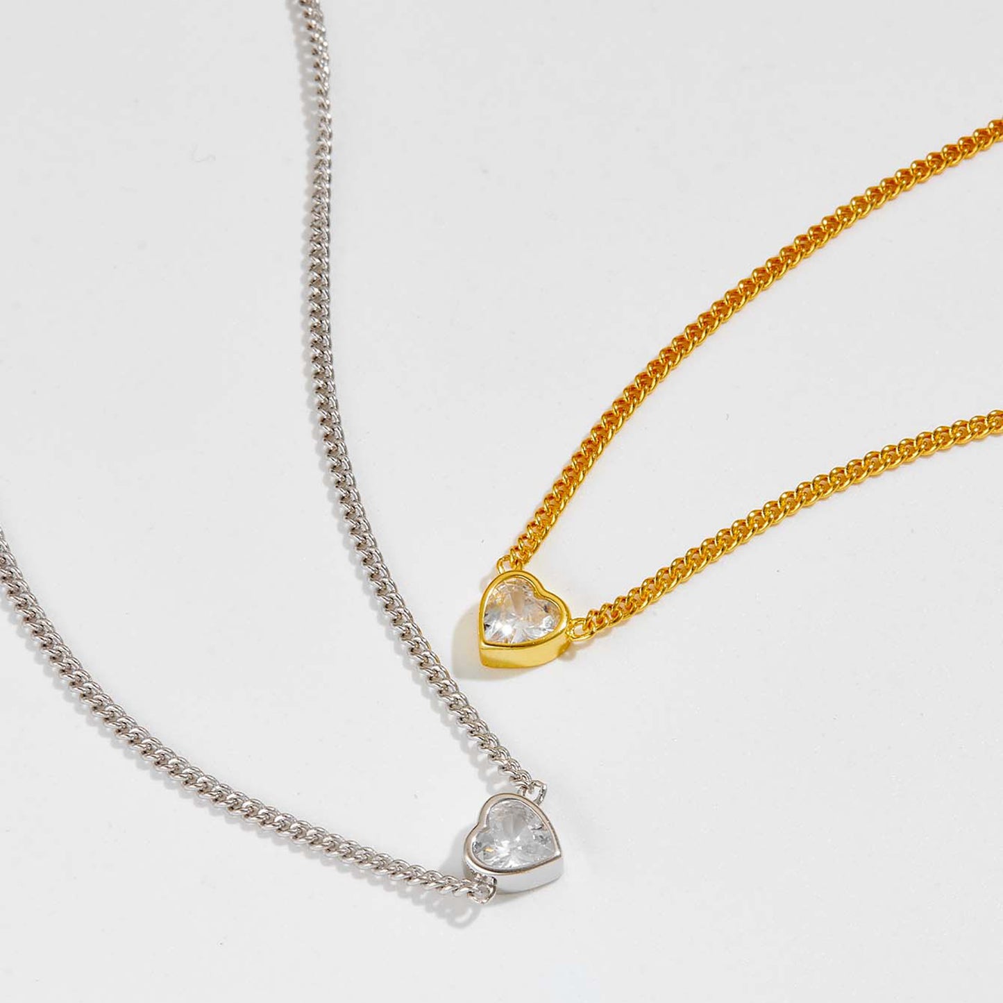 Heart Inlaid Zircon 925 Necklace