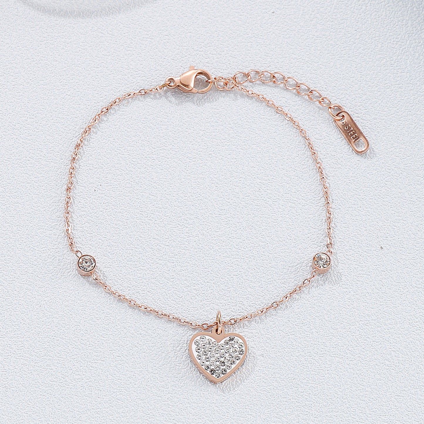 Inlaid Rhinestone Heart Bracelet