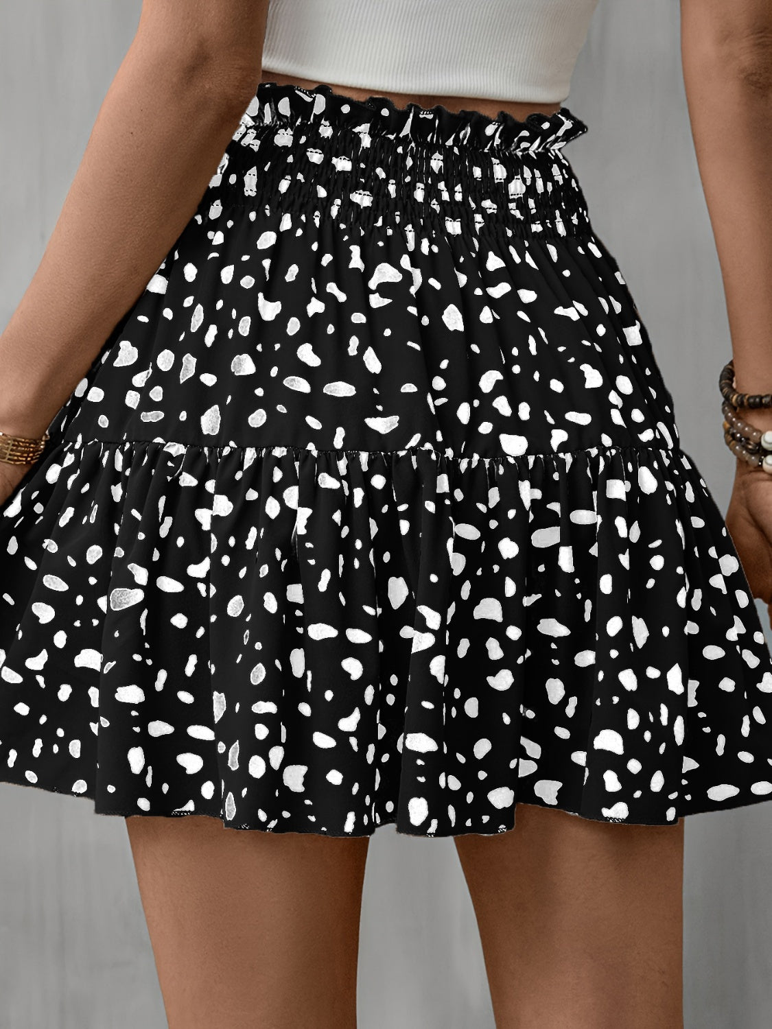 Frill Tied Printed Mini Skirt