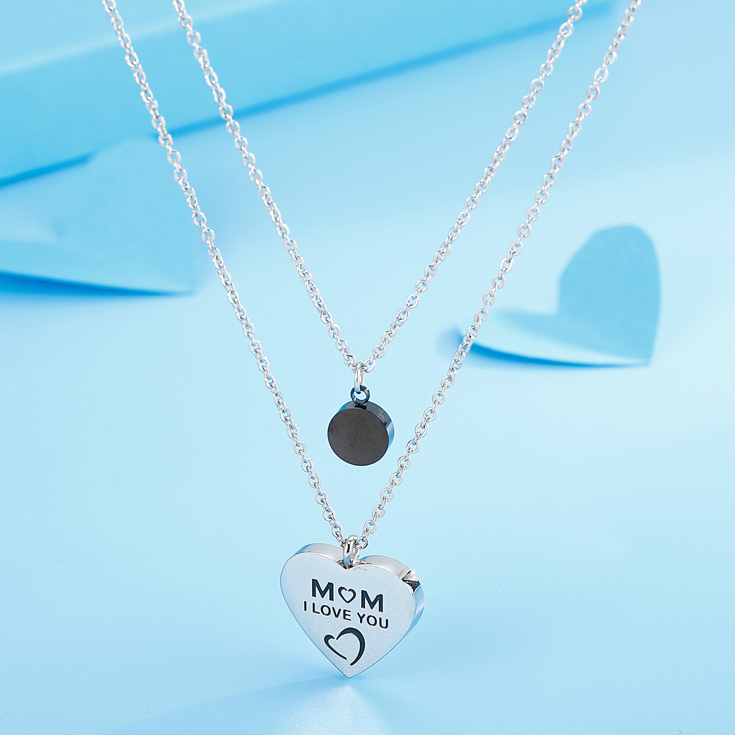 Double-Layered Heart Pendant Necklace