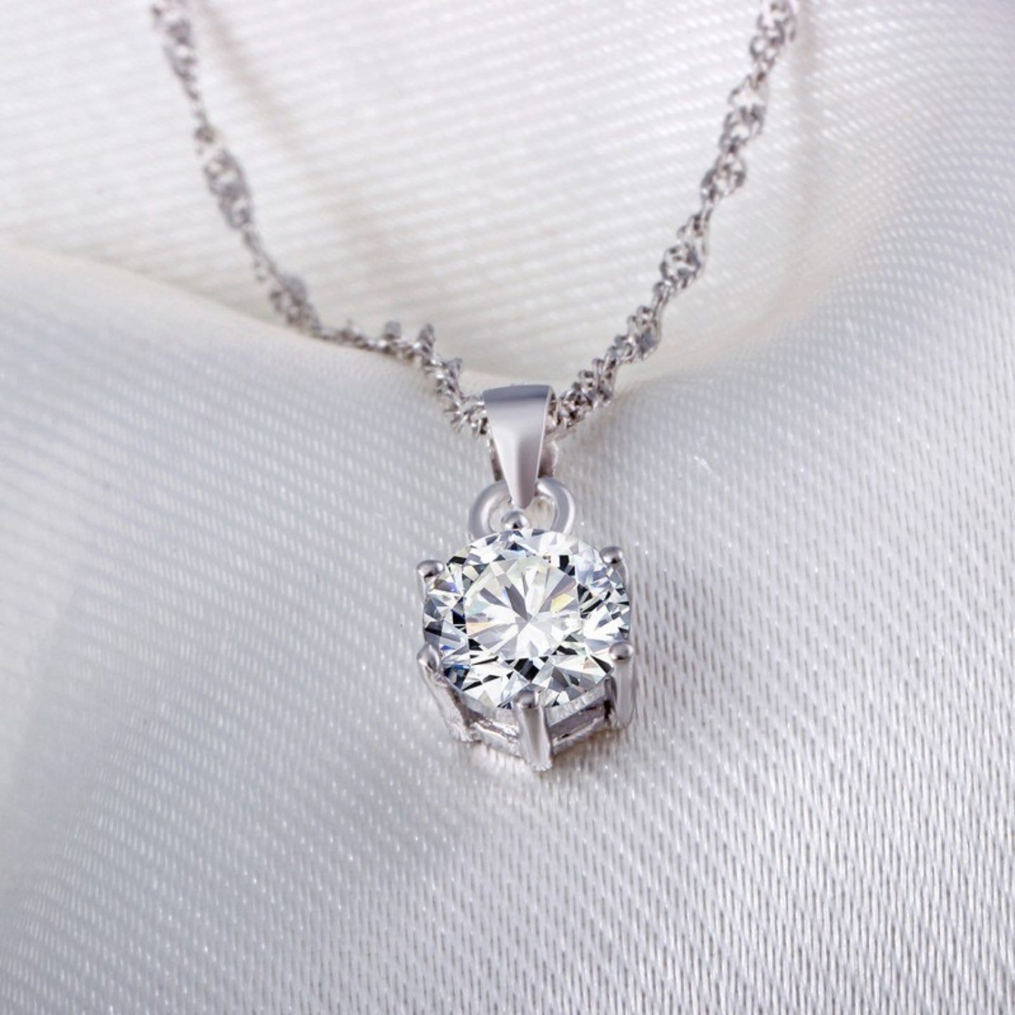 Platinum Gemstone Pendant Necklace