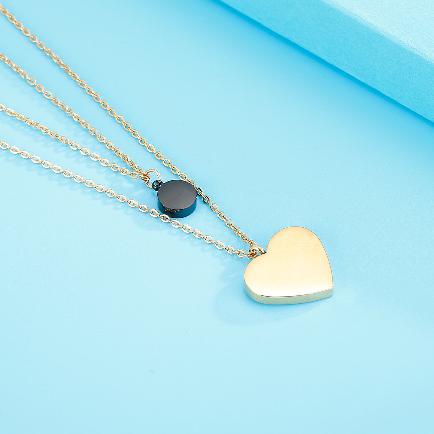 Double-Layered Heart Pendant Necklace