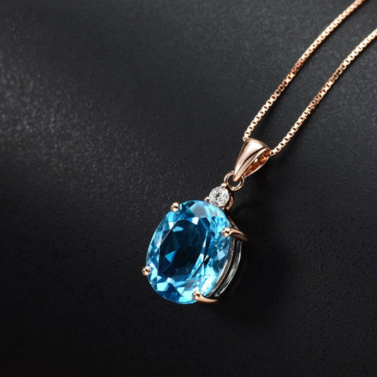 Rose Gold Gemstone Pendant Necklace