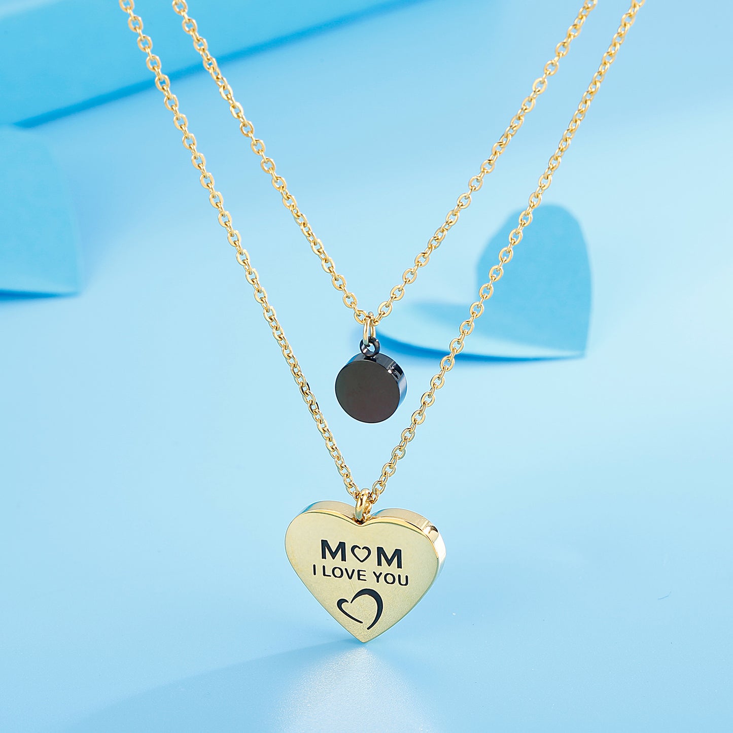 Double-Layered Heart Pendant Necklace