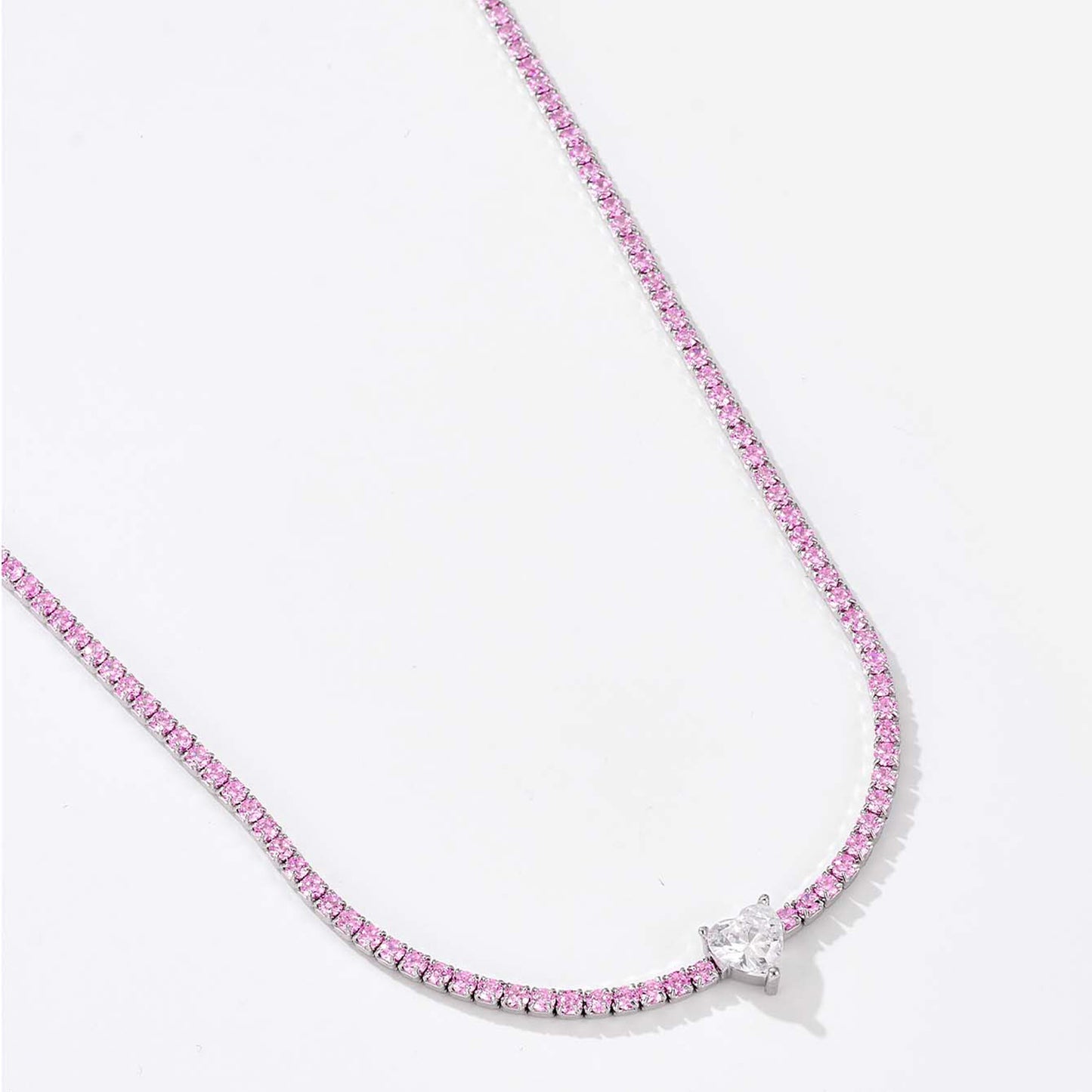 Heart Inlaid Zircon 925 Necklace