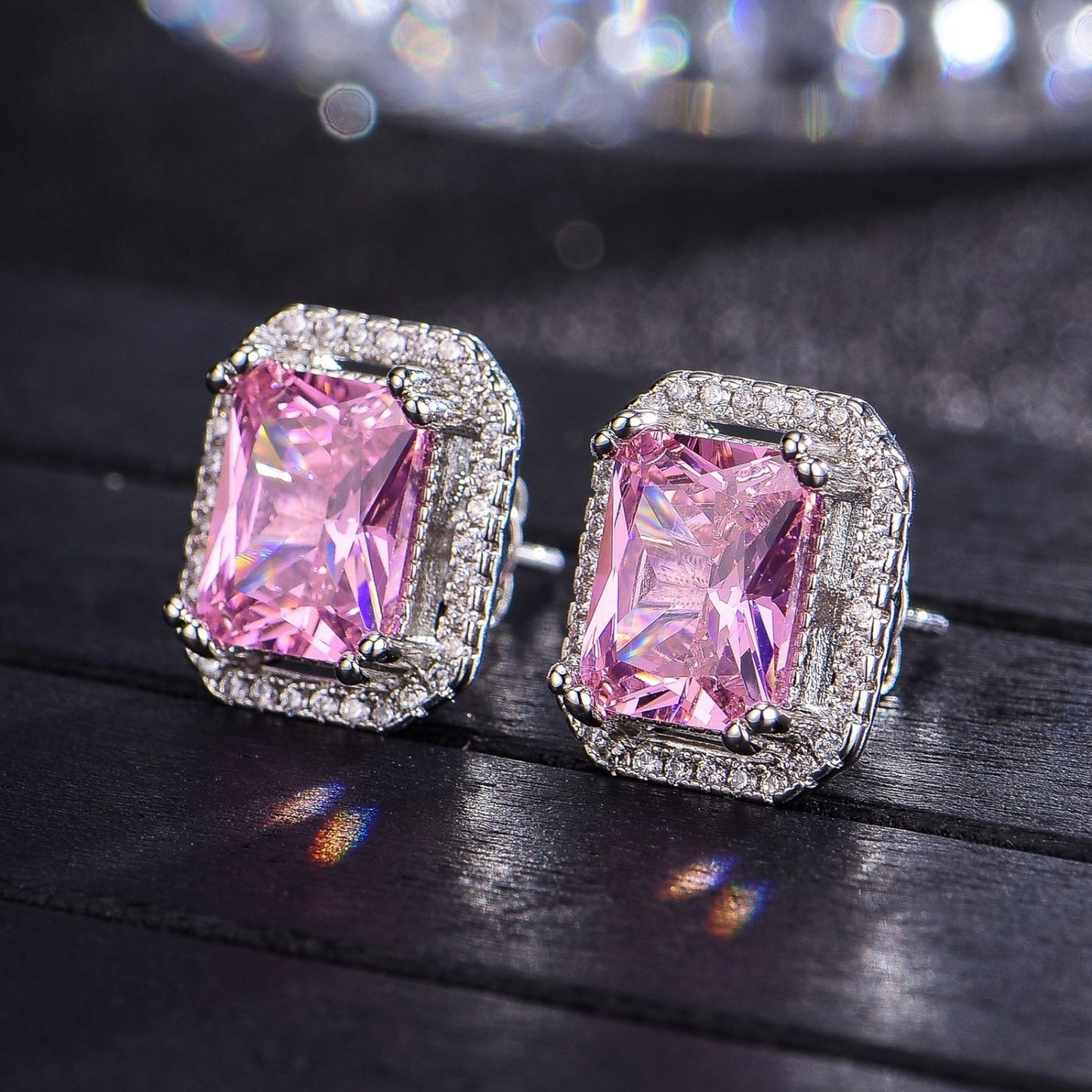 Chic's Pink Zircon Stud Earrings