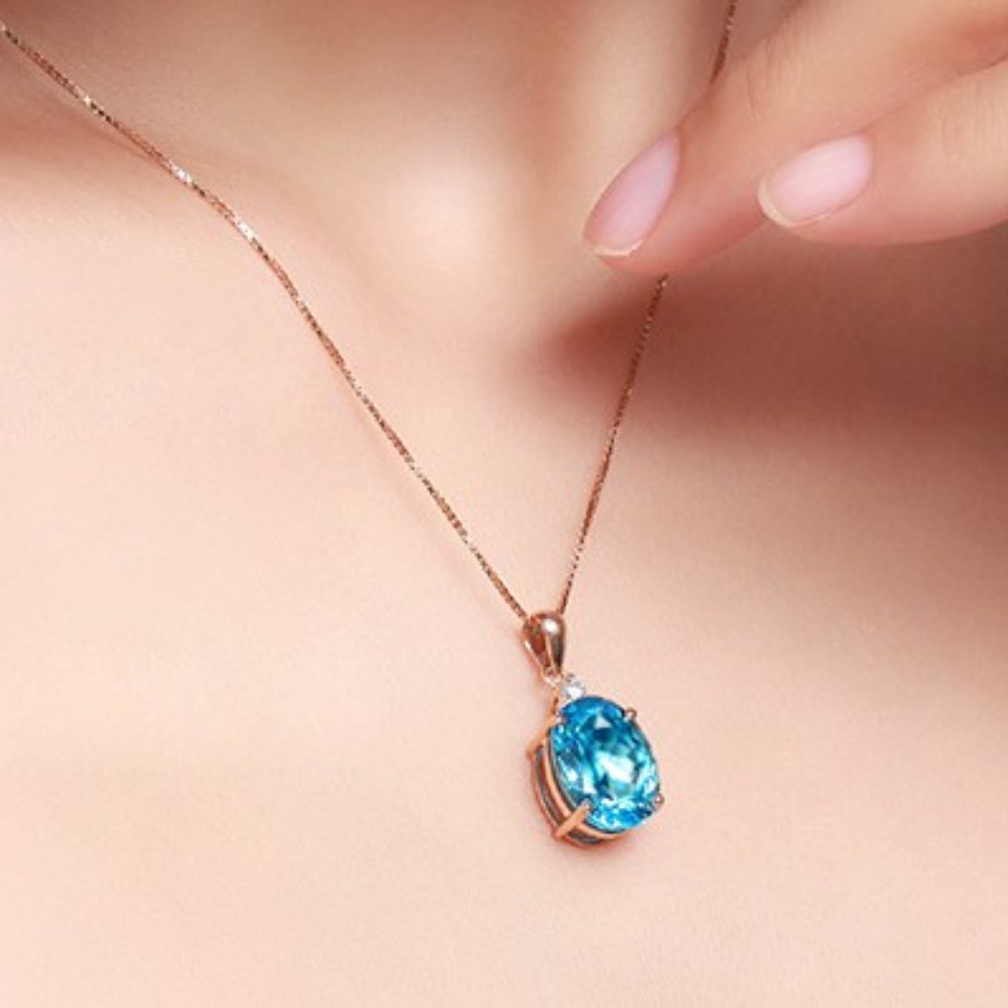 Rose Gold Gemstone Pendant Necklace