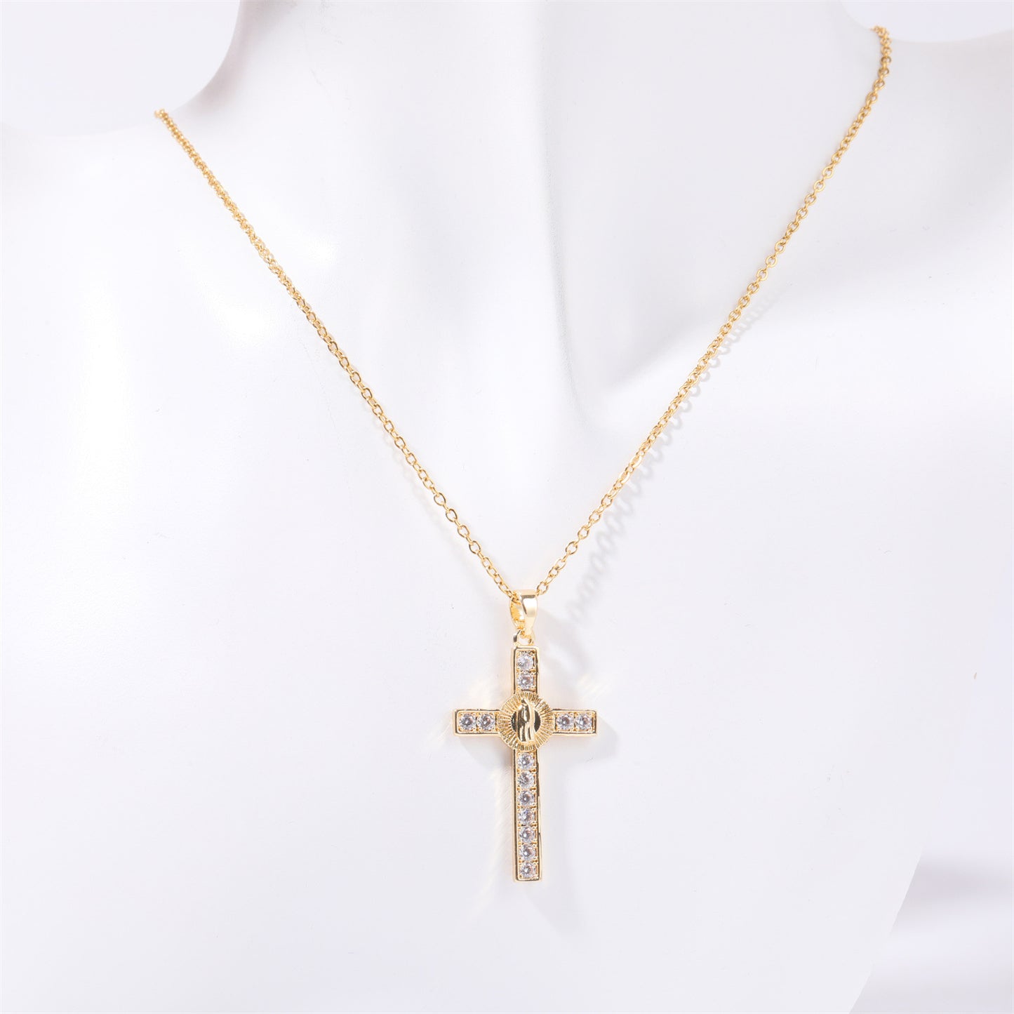 Chic's Inlaid Zircon Cross Necklace