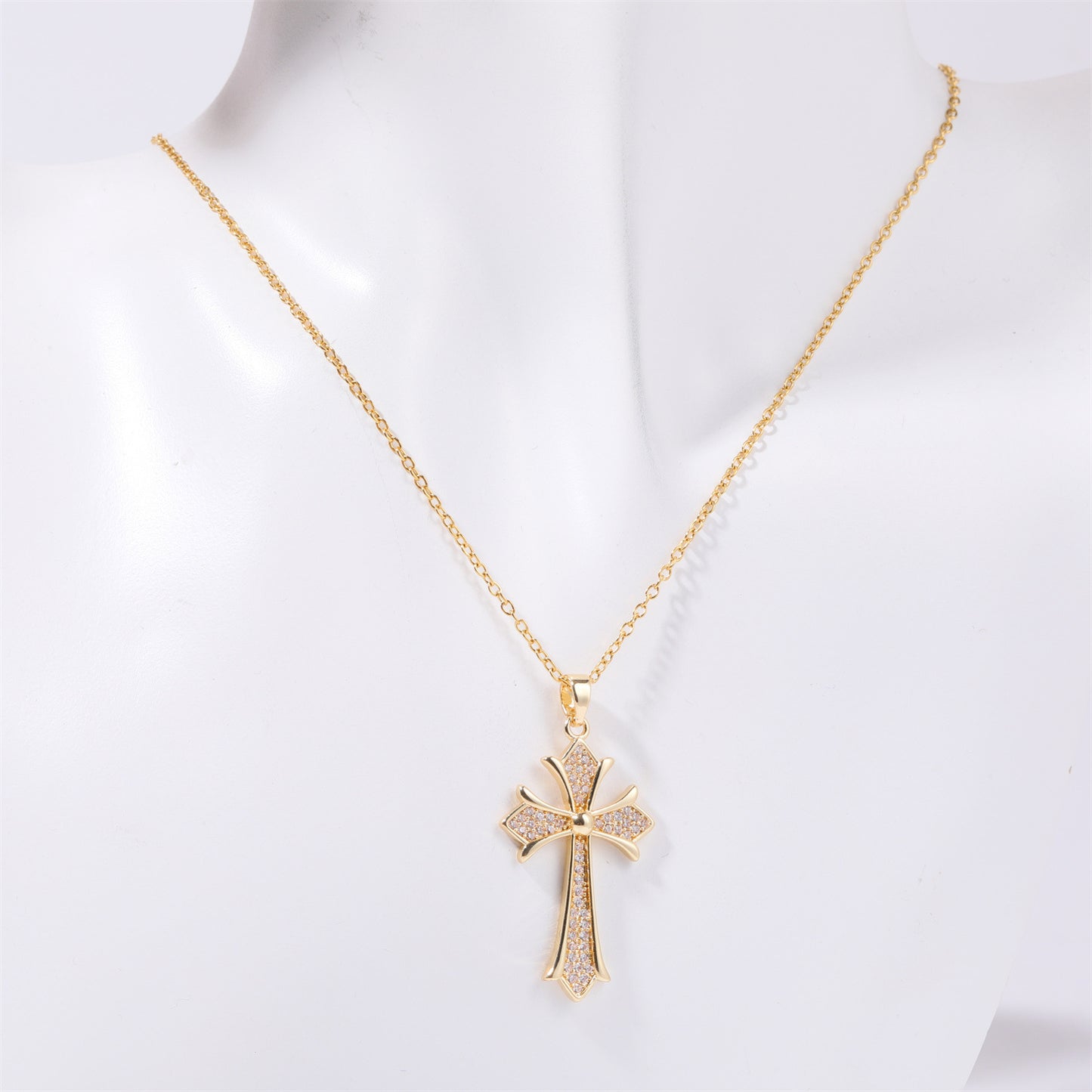 Chic's Inlaid Zircon Cross Necklace