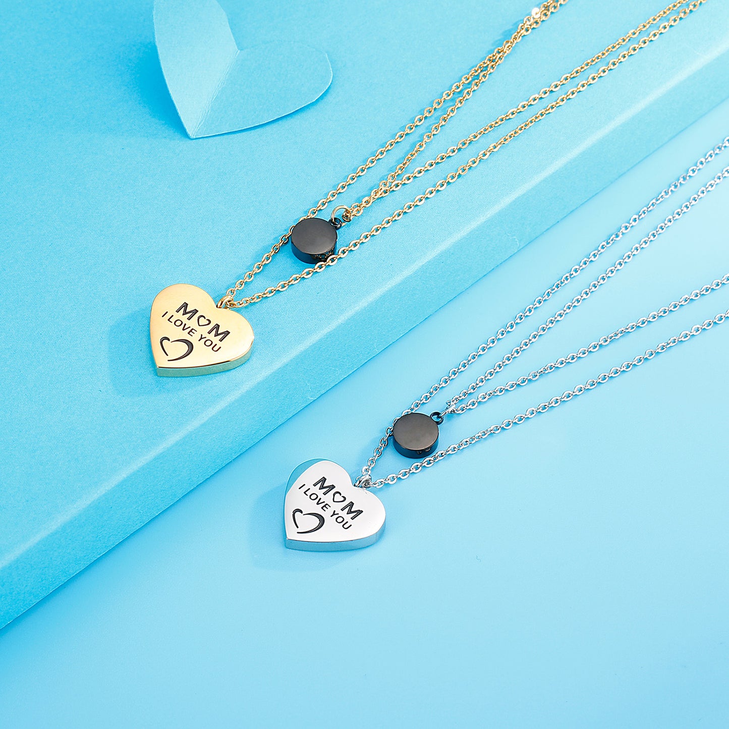 Double-Layered Heart Pendant Necklace