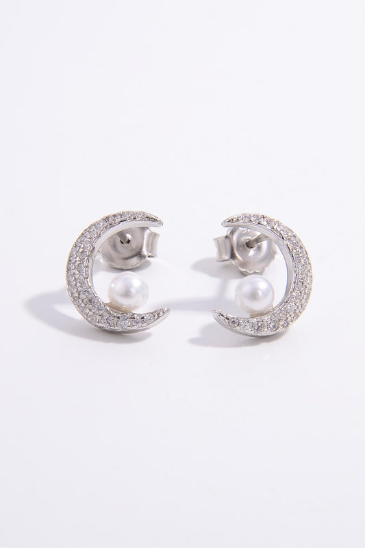 Chic's 925 Zircon Moon Shape Earrings