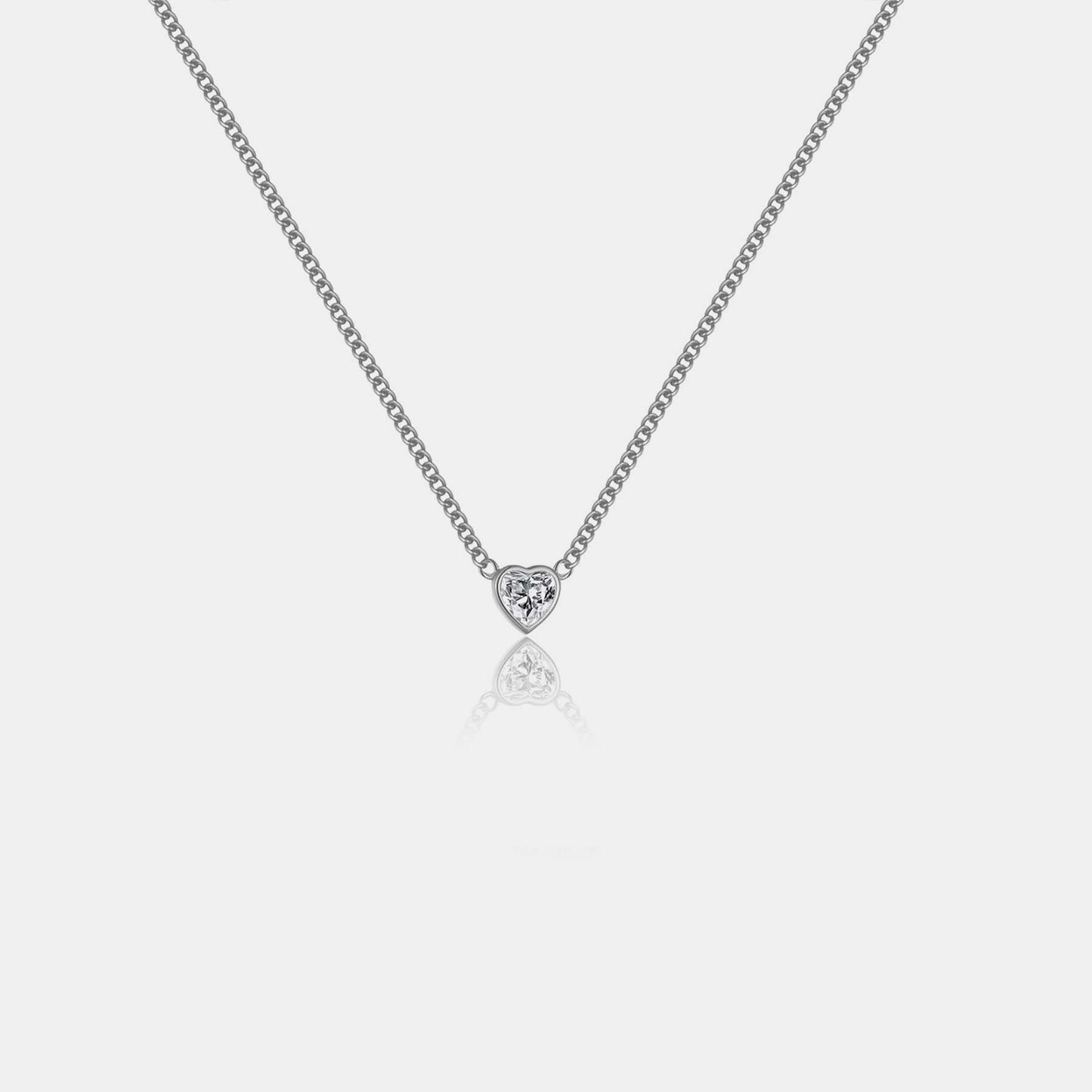 Heart Inlaid Zircon 925 Necklace