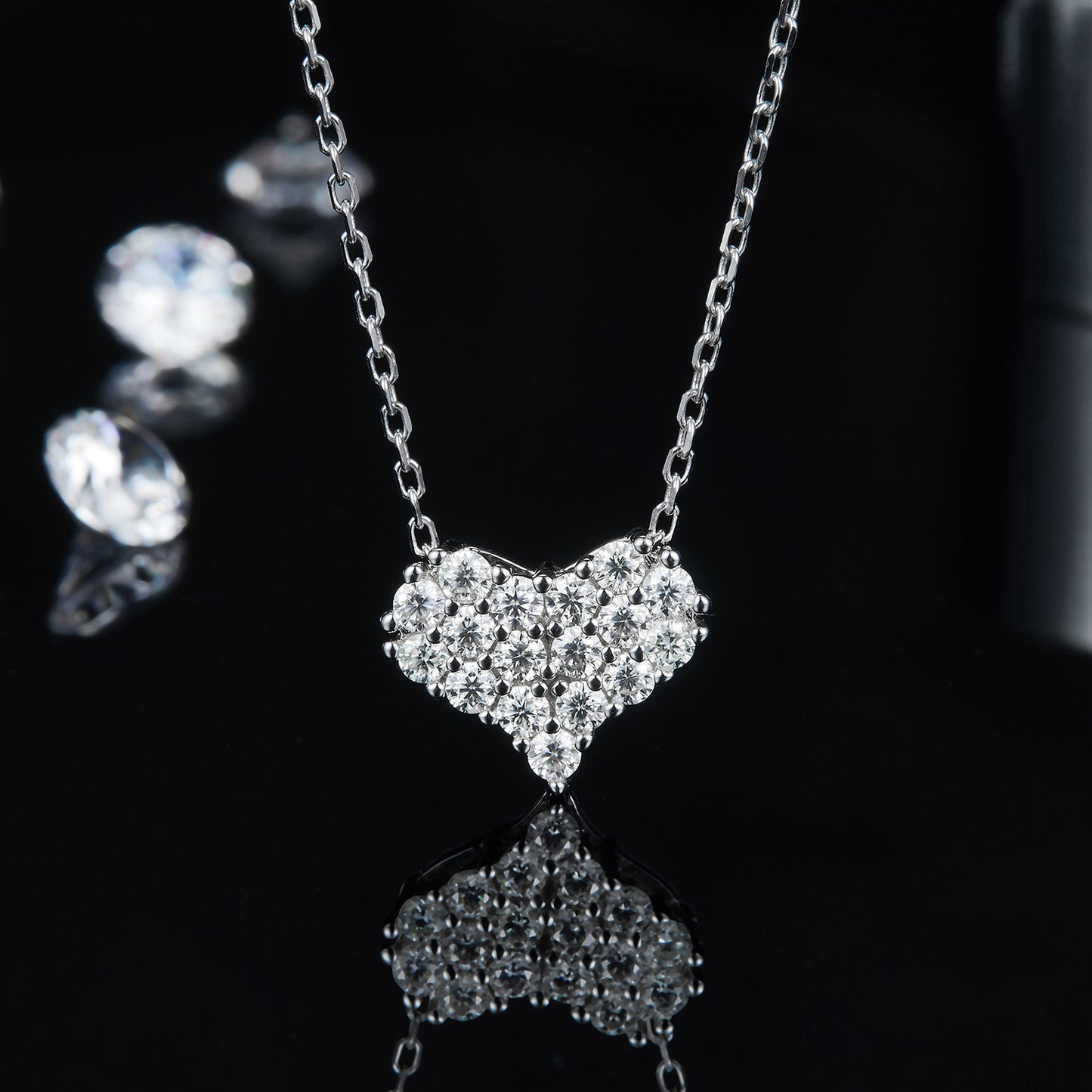 Moissanite 925 Silver Heart Necklace