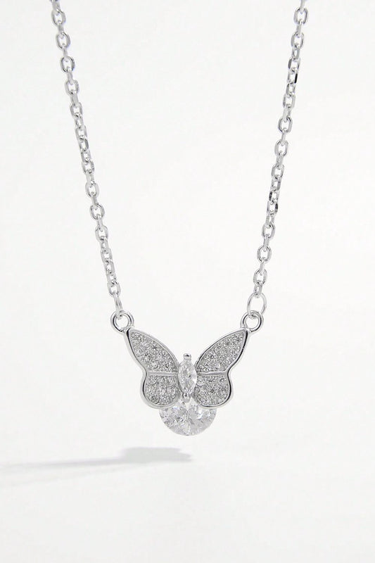 925 Silver Zircon Butterfly Necklace