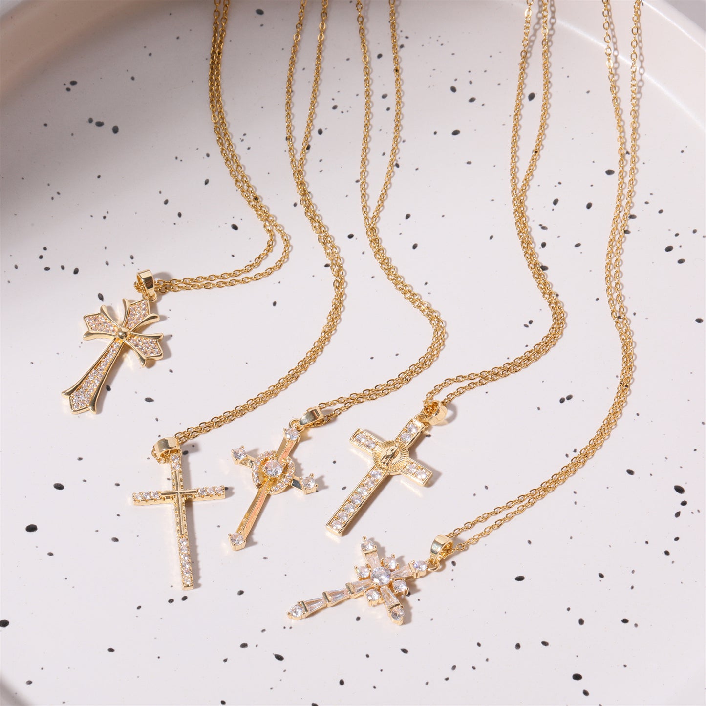 Chic's Inlaid Zircon Cross Necklace