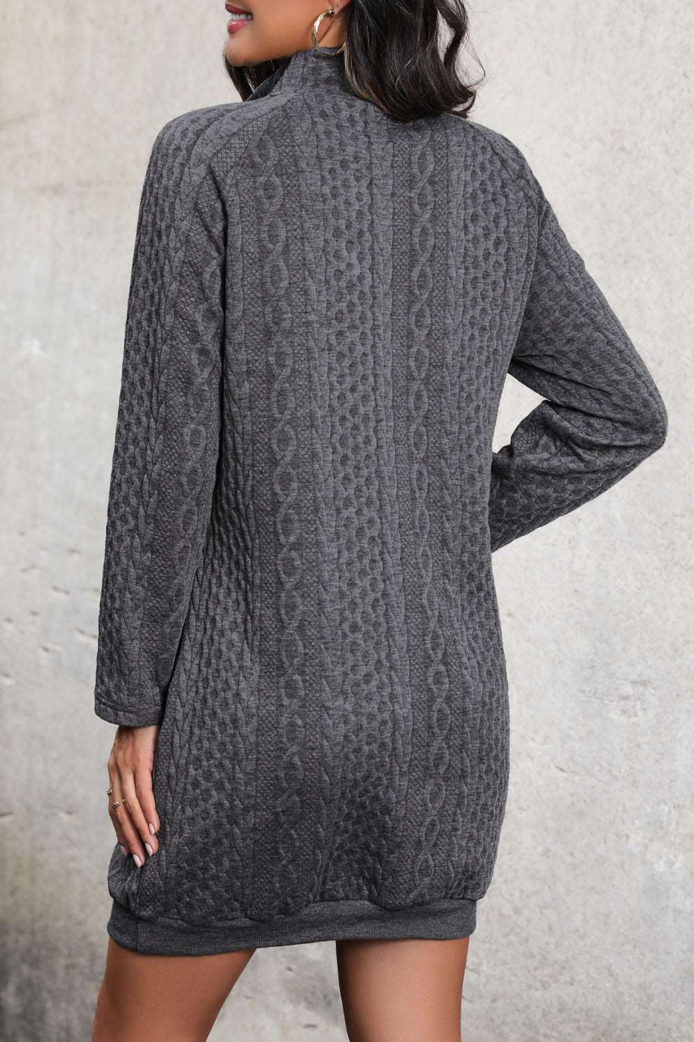 Cable-Knit Mock Neck Dress