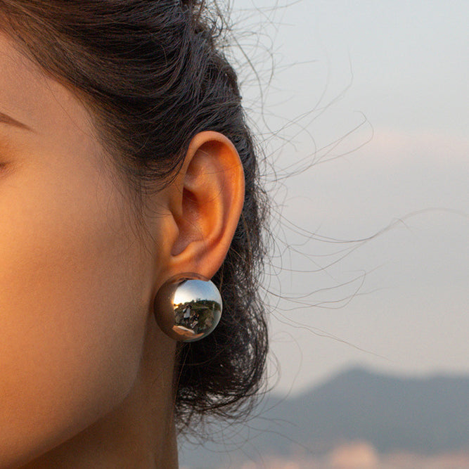 Hemispherical Clip On Earrings