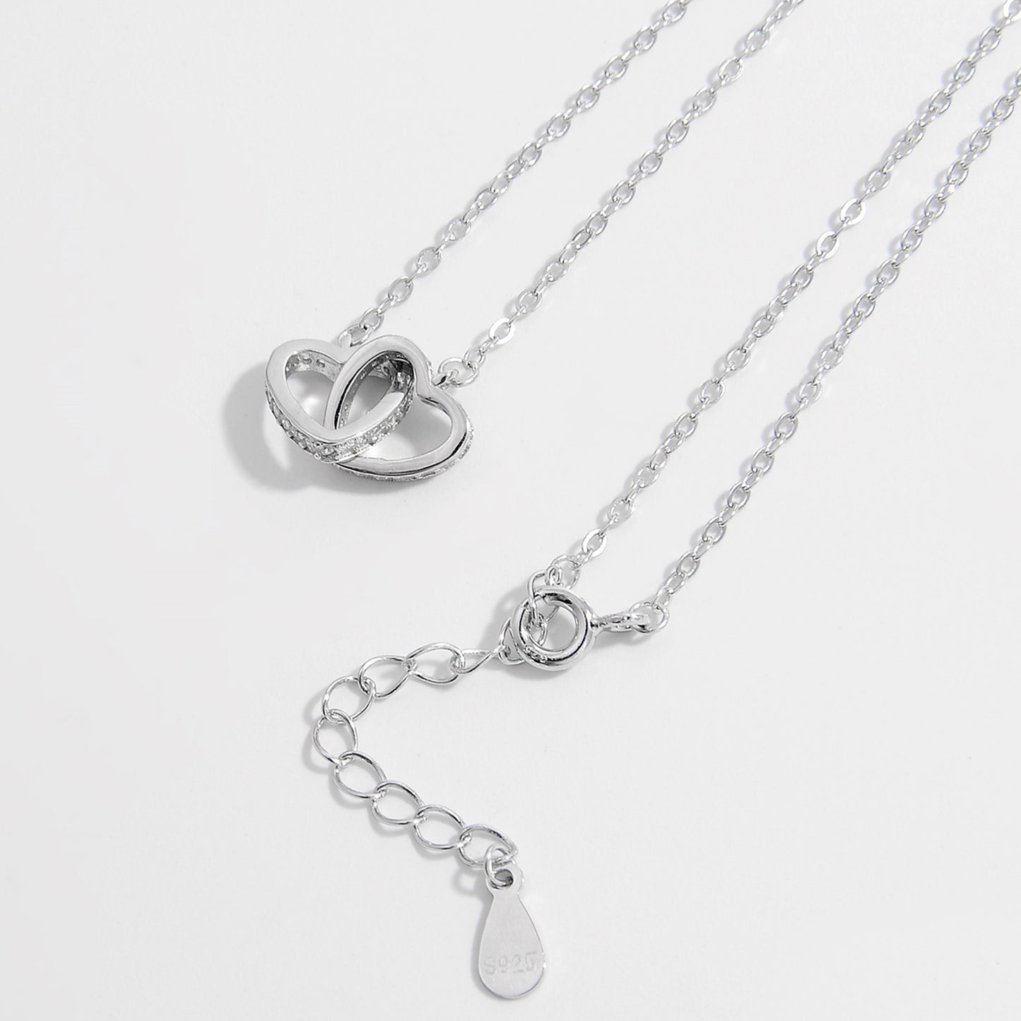 925 Silver Inlaid Zircon Heart Necklace