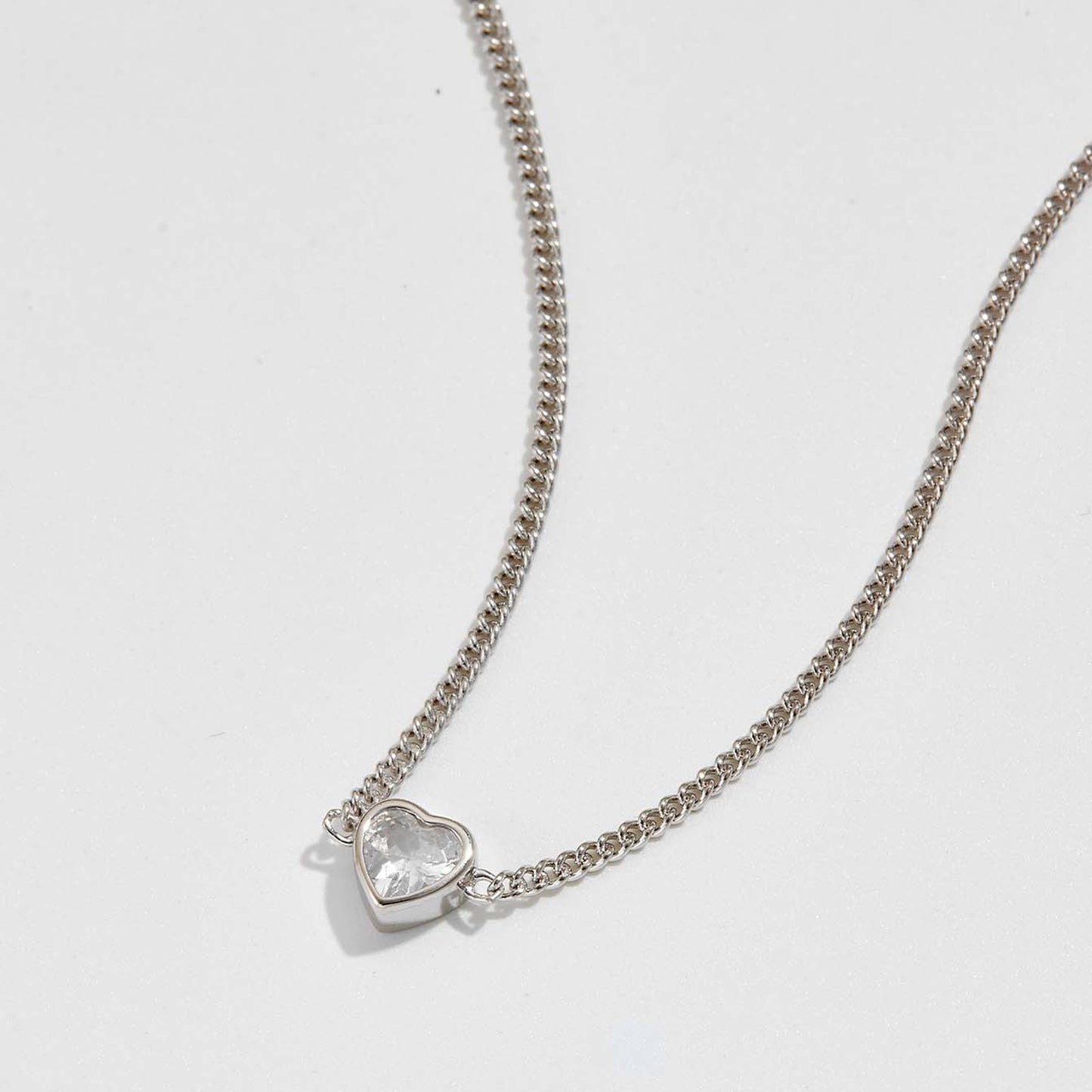 Heart Inlaid Zircon 925 Necklace