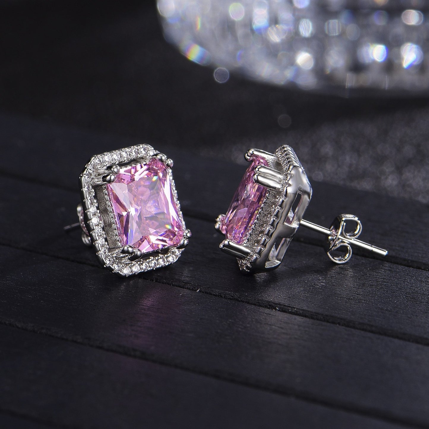 Chic's Pink Zircon Stud Earrings