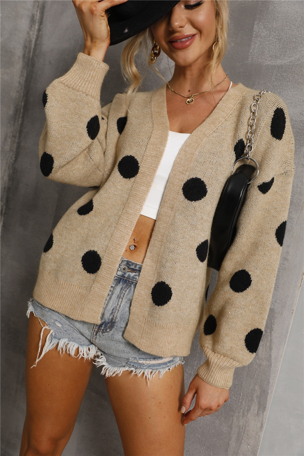 Polka Dot Open Front Cardigan